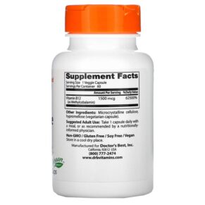 Thực phẩm bổ sung Doctor's Best Fully Active B12 1.500 mcg 60 Veggie Caps 753950002869