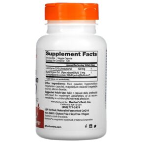 Thực phẩm bổ sung Doctor's Best High Absorption CoQ10 with BioPerine 100 mg 120 Veggie Caps 753950001886