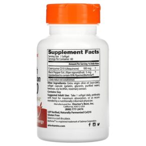 Thực phẩm bổ sung Doctor's Best High Absorption CoQ10 with BioPerine 100 mg 60 Softgels 753950000889