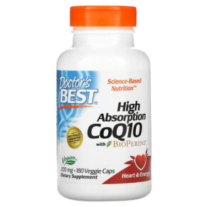 Thực phẩm chức năng Doctor's Best High Absorption CoQ10 with BioPerine 200 mg 180 Veggie Caps 753950003293