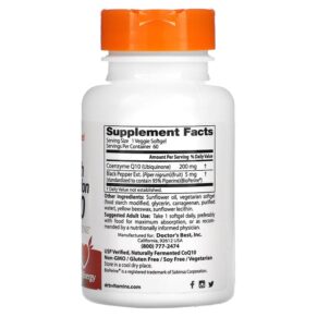 Thực phẩm bổ sung Doctor's Best High Absorption CoQ10 with BioPerine 200 mg 60 Veggie Softgels 753950004122