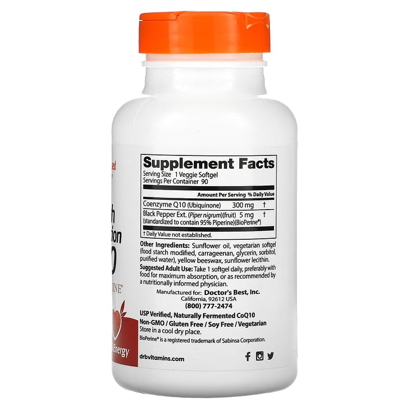 Doctor's Best High Absorption CoQ10 with BioPerine 300 mg 90 Veggie Softgels 2 Thực phẩm bổ sung Doctor's Best High Absorption CoQ10 with BioPerine 300 mg 90 Veggie Softgels 753950005273