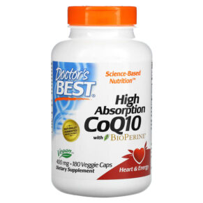 Thực phẩm chức năng Doctor's Best High Absorption CoQ10 with BioPerine 400 mg 180 Veggie Caps 753950003323