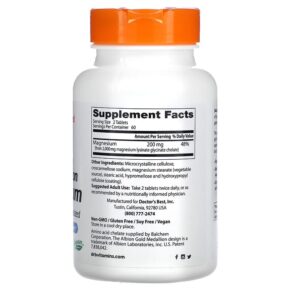 Thực phẩm bổ sung Doctor's Best High Absorption Magnesium 100 mg 120 Tablets 753950000254