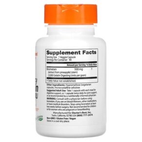 Thực phẩm bổ sung Doctor's Best High Potency Bromelain 3000 GDU 500 mg 90 Veggie Caps 753950002159