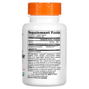 Thực phẩm bổ sung Doctor's Best High Potency Serrapeptase 120.000 SPU 90 Veggie Caps 753950002319