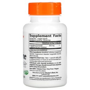 Thực phẩm bổ sung Doctor's Best L-Carnitine Fumarate with Biosint Carnitines 855 mg 60 Veggie Caps 753950001060