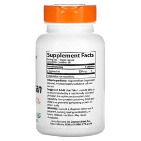 Thực phẩm bổ sung Doctor's Best L-Tryptophan  500 mg 90 Veggie Caps 753950001268