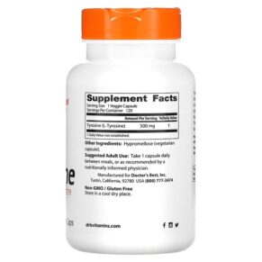 Thực phẩm bổ sung Doctor's Best L-Tyrosine 500 mg 120 Veggie Caps 753950003163
