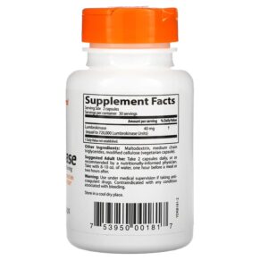 Thực phẩm bổ sung Doctor's Best Lumbrokinase 20 mg 60 Veggie Caps 753950001817