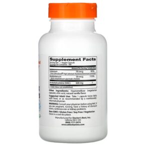 Thực phẩm bổ sung Doctor's Best NAC Detox Regulators 180 Veggie Caps 753950005174