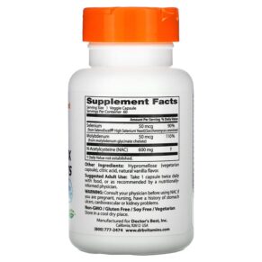 Thực phẩm bổ sung Doctor's Best NAC Detox Regulators 60 Veggie Caps 753950002791