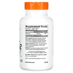 Thực phẩm bổ sung Doctor's Best Natural Vitamin K2 MK-7 with MenaQ7 45 mcg 180 Veggie Caps 753950003569