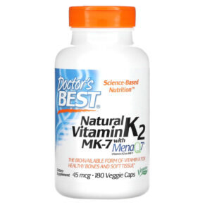Thực phẩm chức năng Doctor's Best Natural Vitamin K2 MK-7 with MenaQ7 45 mcg 180 Veggie Caps 753950003569