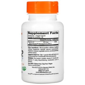 Doctor's Best Natural Vitamin K2 MK-7 with MenaQ7 45 mcg 60 Veggie Caps 3 Thực phẩm bổ sung Doctor's Best Natural Vitamin K2 MK-7 with MenaQ7 45 mcg 60 Veggie Caps 753950001985