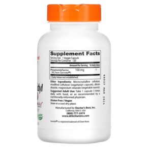 Thực phẩm bổ sung Doctor's Best Phosphatidyl Serine with SerinAid 100 mg 120 Veggie Caps 753950002203