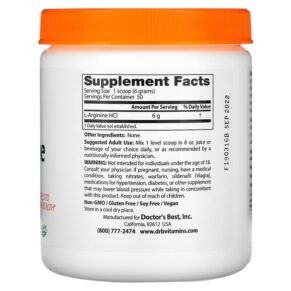 Thực phẩm bổ sung Doctor's Best Pure L-Arginine Powder 10.6 oz (300 g) 753950003743