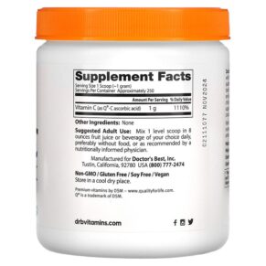 Doctor's Best Pure Vitamin C Powder with Q-C 8.8 oz (250 g) 3 Thực phẩm bổ sung Doctor's Best Pure Vitamin C Powder with Q-C 8.8 oz (250 g) 753950003330
