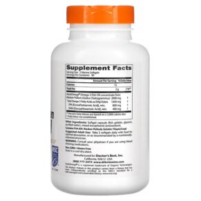 Thực phẩm bổ sung Doctor's Best Pure Wild Alaskan Fish Oil with AlaskOmega 1.000 mg 180 Marine Softgels 753950004177