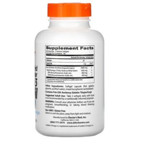 Thực phẩm bổ sung Doctor's Best Purified & Clear Omega 3 Fish Oil with Goldenomega 1.000 mg 120 Marine Softgels 753950004788