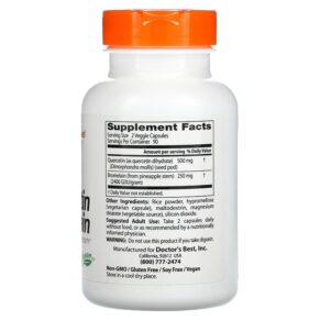 Thực phẩm bổ sung Doctor's Best Quercetin Bromelain 180 Veggie Caps 753950000292