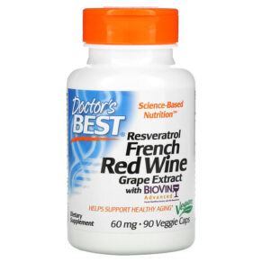 Thực phẩm chức năng Doctor's Best Resveratrol French Red Wine Grape Extract 60 mg 90 Veggie Caps 753950000582