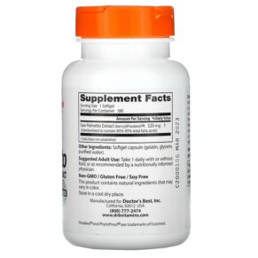 Thực phẩm bổ sung Doctor's Best Saw Palmetto Standardized Extract 320 mg 180 Softgels 753950002722