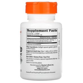 Thực phẩm bổ sung Doctor's Best Saw Palmetto with Prosterol Standardized Extract 320 mg 60 Softgels 753950000827