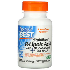 Thực phẩm chức năng Doctor's Best Stabilized R-Lipoic Acid with BioEnhanced Na-RALA 100 mg 60 Veggie Caps 753950001237