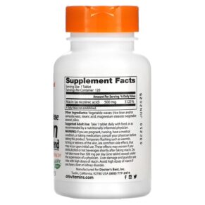 Thực phẩm bổ sung Doctor's Best Sustained-Release Niacin with niaXtend 500 mg 120 Tablets 753950002425