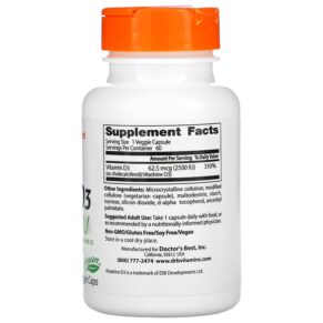 Thực phẩm bổ sung Doctor's Best Vegan D3 with Vitashine D3 2.500 IU 60 Veggie Caps 753950003026