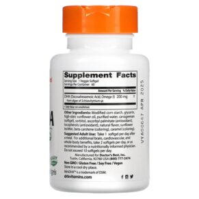 Thực phẩm bổ sung Doctor's Best Vegan DHA from Algae with Life's DHA 200 mg 60 Veggie Softgels 753950002968