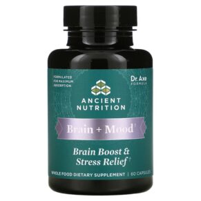 Thực phẩm chức năng Dr. Axe / Ancient Nutrition Brain + Mood Brain Boost & Stress Relief 60 Capsules 816401025555