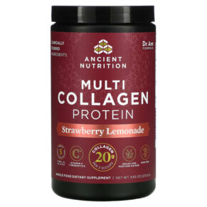 Thực phẩm chức năng Dr. Axe / Ancient Nutrition Multi Collagen Protein Strawberry Lemonade 9.65 oz (273.6 g) 816401024473