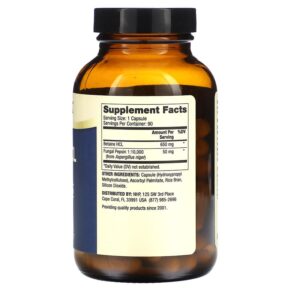 Thực phẩm bổ sung Dr. Mercola Betaine HCL and Pepsin 650 mg 90 Capsules 810094211745