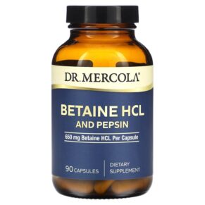 Thực phẩm chức năng Dr. Mercola Betaine HCL and Pepsin 650 mg 90 Capsules 810094211745