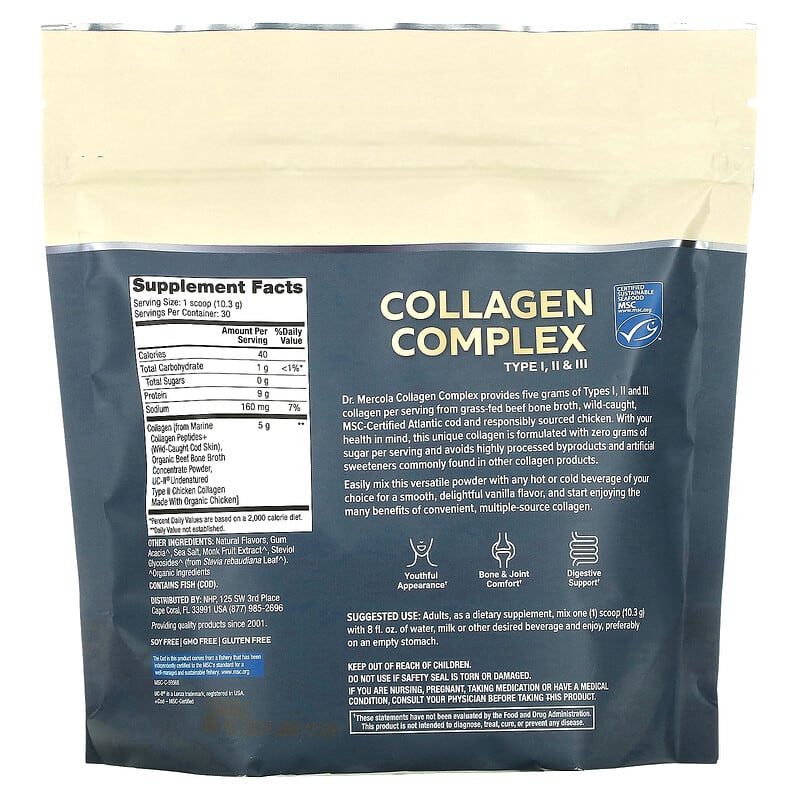 Dr. Mercola Collagen Complex Type l ll & lll Vanilla 5 g 10.89 oz (309 g) 2 Thực phẩm bổ sung Dr. Mercola Collagen Complex Type l ll & lll Vanilla 5 g 10.89 oz (309 g) 810094210168
