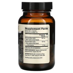 Thực phẩm bổ sung Dr. Mercola Fermented Black Garlic 60 Capsules 813006015820