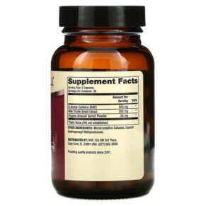 Thực phẩm bổ sung Dr. Mercola NAC with Milk Thistle 500 mg 60 Capsules 813006017398
