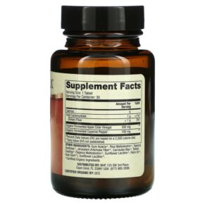 Thực phẩm bổ sung Dr. Mercola Organic Fermented Apple Cider Vinegar and Cayenne 30 Tablets 810487032346