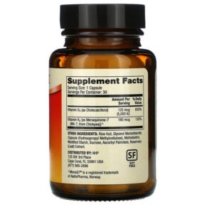 Thực phẩm bổ sung Dr. Mercola Vitamins D3 & K2 30 Capsules 813006016919