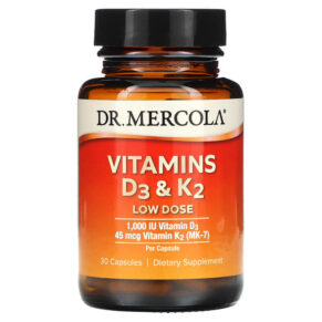 Thực phẩm chức năng Dr. Mercola Vitamins D3 & K2 Low Dose 30 Capsules 810094210991