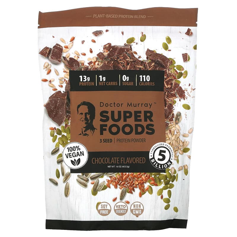 Dr. Murray's Super Foods 3 Seed (Pumpkin Flax Sunflower) Vegan Protein Powder Chocolate 16 oz (453.5 g) 8 Thực phẩm chức năng Dr. Murray's Super Foods 3 Seed (Pumpkin Flax Sunflower) Vegan Protein Powder Chocolate 16 oz (453.5 g) 850010353180