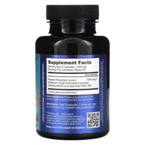 Dragon Herbs (Ron Teeguarden) Goji LBP-40 500 mg 100 Vegetarian Capsules 3 Thực phẩm bổ sung Dragon Herbs (Ron Teeguarden) Goji LBP-40 500 mg 100 Vegetarian Capsules 679372005274