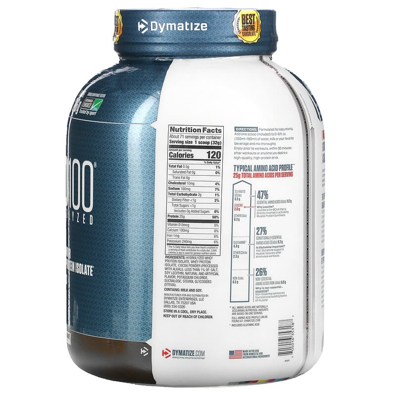 Dymatize ISO100 Hydrolyzed 100% Whey Protein Isolate Gourmet Chocolate 5 lb (2.3 kg) 2 Thực phẩm bổ sung Dymatize ISO100 Hydrolyzed 100% Whey Protein Isolate Gourmet Chocolate 5 lb (2.3 kg) 705016353187