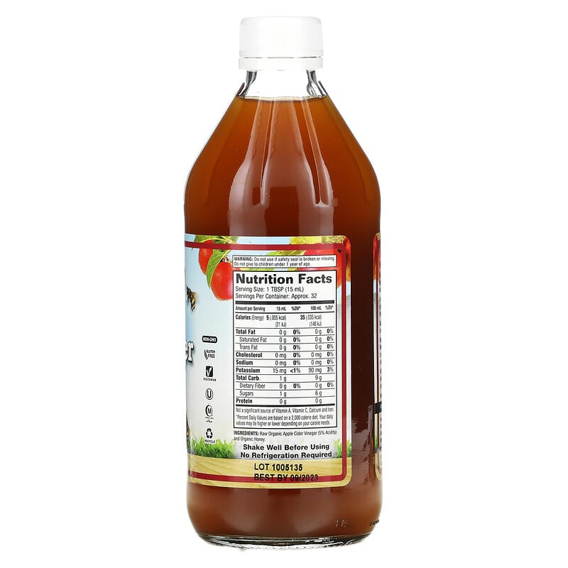 Dynamic Health Organic Raw Apple Cider Vinegar with Mother & Honey 16 fl oz (473 ml) 2 Thực phẩm bổ sung Dynamic Health Organic Raw Apple Cider Vinegar with Mother & Honey 16 fl oz (473 ml) 790223102284