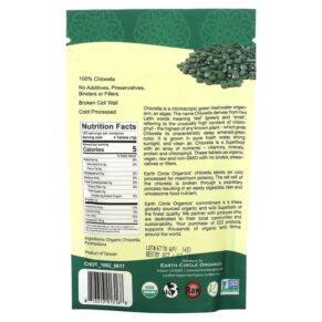 Thực phẩm bổ sung Earth Circle Organics Organic Chlorella Tablets 250 mg 400 Tablets 3.5 oz (100 g) 813313013168