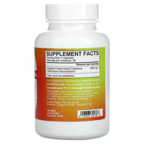 Thực phẩm bổ sung Eclectic Institute Freeze Dried Fresh Cranberry 300 mg 120 Veg Caps 023363301386