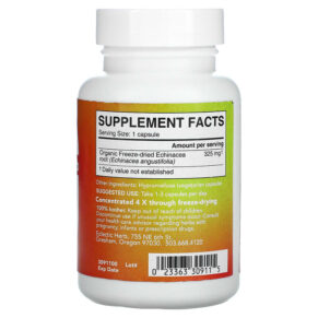 Thực phẩm bổ sung Eclectic Institute Freeze Dried Fresh Echinacea Angustifolia 325 mg 90 Veg Caps 023363309115