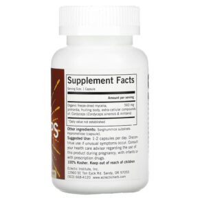 Thực phẩm bổ sung Eclectic Institute Fresh Freeze-Dried Cordyceps Mushrooms 560 mg 120 Veg Caps 023363301003